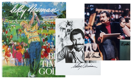 Lot of (3) Leroy Neiman Signed Items (Two Photos, "Big Time Golf" Book)